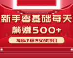 最新小白赚钱项目,零基础每天躺赚500+抖音小程序实战项目-互联网资源大全网