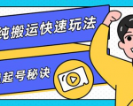 团队内部课程,短视频纯搬运快速玩法,批量快速起号的秘诀-互联网资源大全网