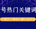 公众号热门关键词截留精准引流实战课程,价值百万高级拦截引流玩法!-第一资源库