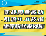 实战闲鱼被动引流4.0技术，坐等粉丝来找你，实操演示日加200+精准粉-互联网资源大全网