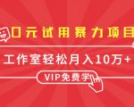 0元试用暴力项目:一个员工每天佣金单500到1000,工作室月入10万+-互联网资源大全网