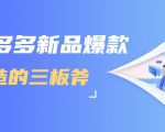 拼多多新品爆款打造的三板斧，快速提升销量+转化+点击率（视频课程）-互联网资源大全网