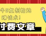 —牛B复制粘贴赚钱术!牛逼持久收入极品闷声发财项目,首发揭秘独此一家!-互联网资源大全网