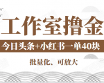工作室撸金二件套:撸今日头条原创收益+小红书一单利润40块项目-互联网资源大全网
