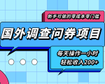 新手零成本零门槛可操作的国外调查问券项目，每天一小时轻松收入200+-互联网资源大全网