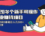 20多个新手可操作的副业赚钱项目:业余时间0基础日入几500+实操分享-互联网资源大全网