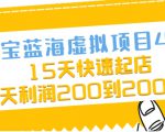 淘宝蓝海虚拟项目4.0,15天快速起店,单天利润200到2000元-第一资源库