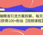 高端精准引流方案拆解，每天轻松获得100+粉丝【视频课程】-互联网资源大全网