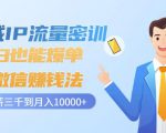 私域IP流量密训:小白也能爆单的微信赚钱法,从月薪三千到月入10000+-互联网资源大全网