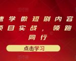 10堂速学微短剧内容制作标准与项目实战，领跑80%同行-互联网资源大全网