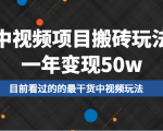 中视频项目搬砖玩法，一年变现50w，目前看过的的最干货中视频玩法-互联网资源大全网