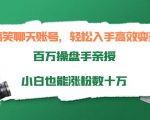 搞笑聊天账号,轻松入手高效变现,百万操盘手亲授,小白也能涨粉数十万-互联网资源大全网