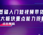 0基础入门短视频带货,七大板块重点能力拆解,7节精品课4小时干货-互联网资源大全网