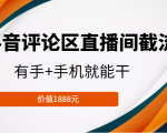 抖音评论区直播间截流，有手+手机就能干，门槛极低，模式可大量复制（价值1888元）-互联网资源大全网