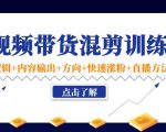 短视频带货混剪训练营:底层逻辑+内容输出+方向+快速涨粉+直播方法-互联网资源大全网