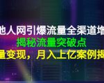 天地人网引爆流量全渠道增长：揭秘流量突然破点，流量变现，月入上亿案例-互联网资源大全网
