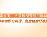 “毒文案”抖音短视频项目玩法，小程序拿图即可变现，复盘经验分享给大家-互联网资源大全网