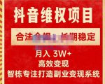 新版抖音维权项目每单利润1000+，合法合规，长期稳定，月入3W+价值1999元-互联网资源大全网