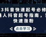 2023抖音快速起号必修课,普通人抖音起号指南,实现快速涨粉-互联网资源大全网