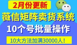 微信矩阵卖货系统,多线程批量养10个微信号,10种加粉落地方法,快速加满3W人卖货!-互联网资源大全网