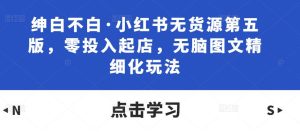 绅白不白·小红书无货源第五版，零投入起店，无脑图文精细化玩法-互联网资源大全网