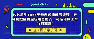 久久疯牛2023年纯自然流起号课程，老杨是把自然流玩明白的人，可以闭眼上车（3月更新）-互联网资源大全网