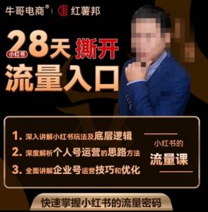 牛哥电商红薯邦28天撕开小红书流量入口,小红书运营系列课,快速掌握小红书的流量密码-互联网资源大全网
