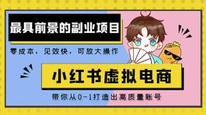 小红书蓝海大市场虚拟电商项目,手把手带你打造出日赚2000+高质量红薯账号-互联网资源大全网