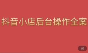 颖儿爱慕·抖店后台操作全案，对抖店各个模块有清楚的认知以及正确操作方法-互联网资源大全网