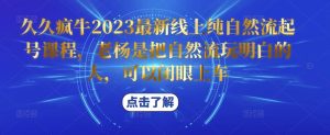 久久疯牛2023最新线上纯自然流起号课程,老杨是把自然流玩明白的人,可以闭眼上车-互联网资源大全网