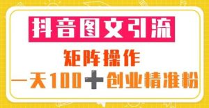 抖音图文引流矩阵操作一天100+创业精准粉(5节视频课+素材模板)-互联网资源大全网