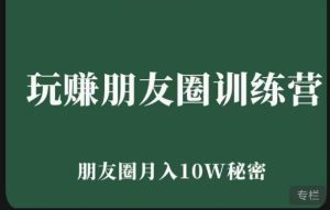 玩赚朋友圈系统课,朋友圈月入10W的秘密,7天系统图文课程-互联网资源大全网
