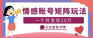 云天情感账号矩阵项目,简单操作,月入10万+可放大(教程+素材)-互联网资源大全网