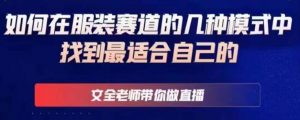文全老师带你做直播线上课,如何在服装赛道的几种模式中找到最适合自己的-互联网资源大全网