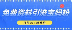 免费资料引流宝妈粉，日引50+精准粉【揭秘】-互联网资源大全网
