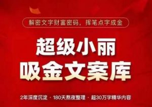 超级小丽·吸金文案库,解密文字财富密码,挥笔点字成金,超30万字精华内容-第一资源库