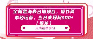 全新蓝海表白墙项目，操作简单轻运营，当日变现超500+【揭秘】-第一资源库