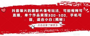 抖音爆火的最新头像号玩法,可短视频可直播,单个作品变现300-500,手机可做,适合小白【揭秘】-第一资源库
