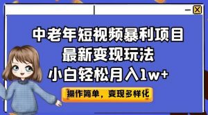 中老年短视频暴利项目最新变现玩法,小白轻松月入1w+【揭秘】-互联网资源大全网