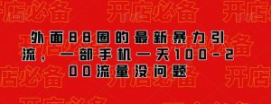 外面88圈的最新抖音暴力引流,一部手机一天100-200流量没问题-第一资源库