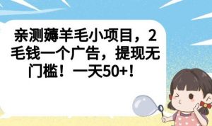 亲测薅羊毛小项目，2毛钱一个广告，提现无门槛！一天50+【揭秘】-互联网资源大全网