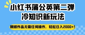 小红书蒲公英第二弹冷知识新玩法,照搬作品无需任何操作,轻松日入2000+【揭秘】-第一资源库