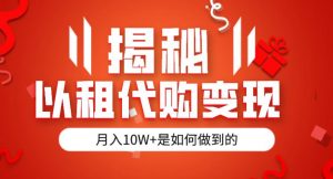 揭秘以租代购模式变现半年130W,纯绿色,胆大者看(仅揭秘)-第一资源库