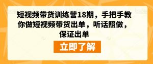 短视频带货训练营18期,手把手教你做短视频带货出单,听话照做,保证出单-互联网资源大全网