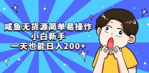 咸鱼无货源简单易操作小白新手一天也能日入200+【揭秘】-互联网资源大全网