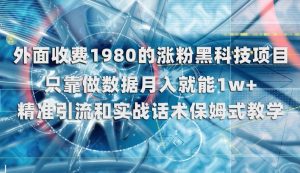 外面收费1980的涨粉黑科技项目，只靠做数据月入就能1w+【揭秘】-互联网资源大全网