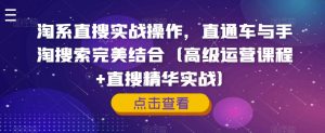 淘系直搜实战操作,直通车与手淘搜索完美结合(高级运营课程+直搜精华实战)-第一资源库