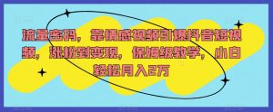 流量密码，靠情感视频引爆抖音短视频，涨粉到变现，保姆级教学，小白轻松月入2万【揭秘】-互联网资源大全网