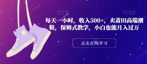 每天一小时,收入500+,卖莆田高端潮鞋,保姆式教学,小白也能月入过万【揭秘】-第一资源库