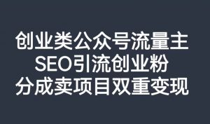 创业类公众号流量主,SEO引流创业粉,分成卖项目双重变现【揭秘】-互联网资源大全网